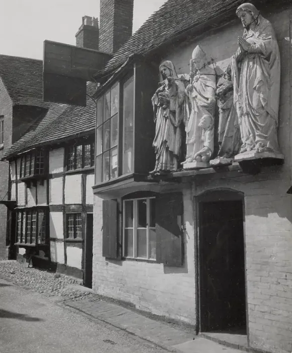 Framed Print : A quaint little shop in Quonian's Lane, Dam Street, Lichfield, Staffordshire: Sculptors, carvers in wood and stone, church furnishers, memorials in marble, etc. Date: 1930s Framed Print : A quaint little shop in Quonian's Lane, Dam Street, Lichfield, Staffordshire: Sculptors, carvers in wood and stone, church furnishers, memorials in marble, etc. Date: 1930s