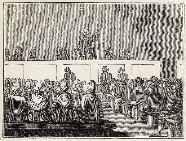 A Quaker meeting in the 19th century