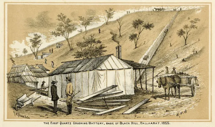 Framed Print : Quartz crushing battery used during Australian gold rush Framed Print : Quartz crushing battery used during Australian gold rush