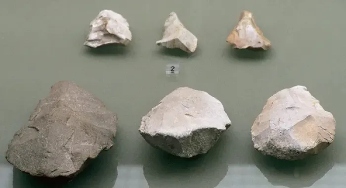 Framed Print : Quartzite cleaver and bifaces. Middle Paleolithic or Mouste Framed Print : Quartzite cleaver and bifaces. Middle Paleolithic or Mouste