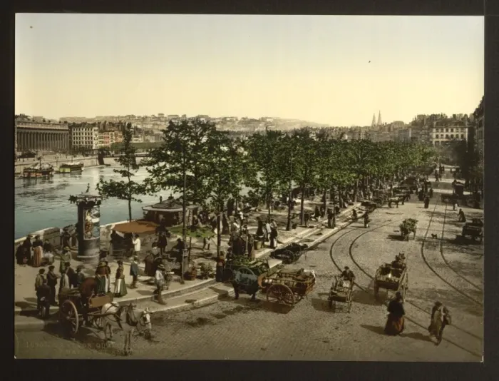 Framed Print : Quay des Celestins, the market of St. Antoine, Lyons, France Framed Print : Quay des Celestins, the market of St. Antoine, Lyons, France