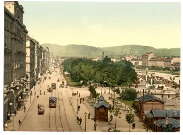 Framed Print : Quay Francis Joseph, Vienna, Austro-Hungary Framed Print : Quay Francis Joseph, Vienna, Austro-Hungary