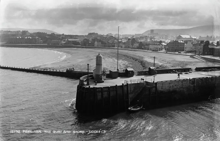 Framed Print : The Quay and Shore at Peel Framed Print : The Quay and Shore at Peel