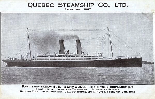Quebec Steamship Company - S. S. Bermudian