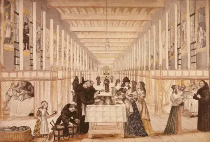 Framed Print : Queen Anne of Austria visiting the nursery in Framed Print : Queen Anne of Austria visiting the nursery in