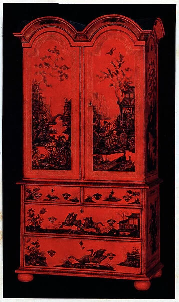 Queen Anne Red Lacquer Cabinet
