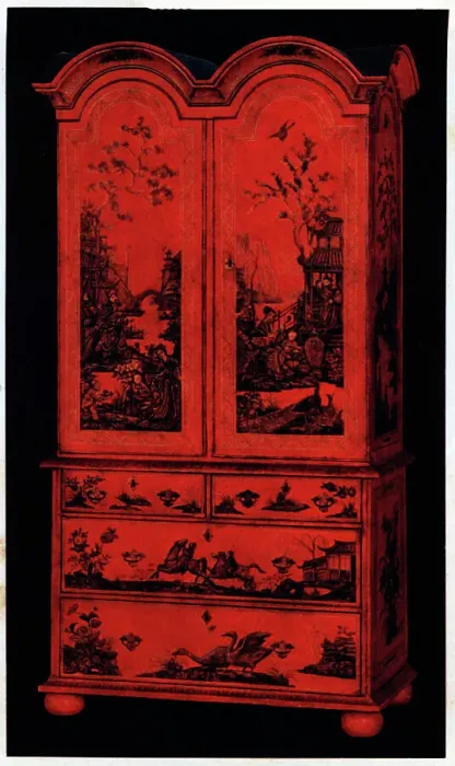 Framed Print : Queen Anne Red Lacquer Cabinet