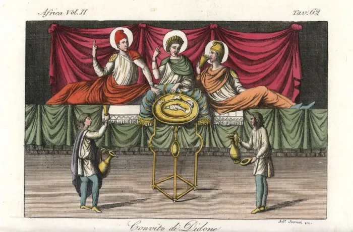 Framed Print : Queen Dido of Carthages banquet for the poet Aeneas Framed Print : Queen Dido of Carthages banquet for the poet Aeneas