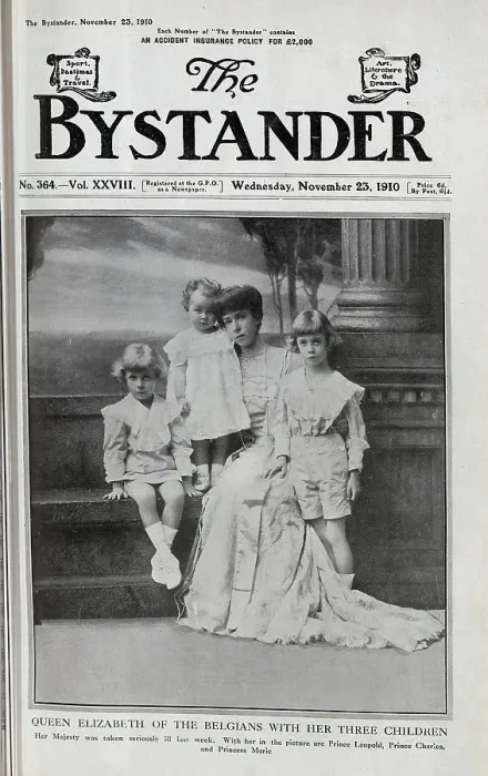 Framed Print : Queen Elizabeth of Belgium, with her three children, Prince Leopold, Prince Charles, and Princess Marie, formal studio portrait on steps by a column. The Queen had been taken seriously ill the previous week Framed Print : Queen Elizabeth of Belgium, with her three children, Prince Leopold, Prince Charles, and Princess Marie, formal studio portrait on steps by a column. The Queen had been taken seriously ill the previous week