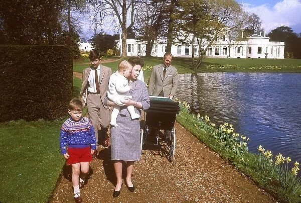 Queen Elizabeth II and family at Frogmore, April 1965