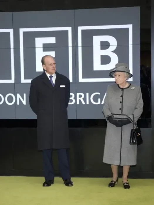 Framed Print : Queen Elizabeth II and Prince Philip at new LFB HQ Framed Print : Queen Elizabeth II and Prince Philip at new LFB HQ