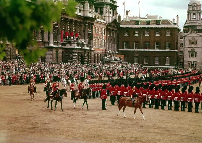 Framed Print : Queen Elizabeth II at the Trooping the Colour, London Date: circa 1960s Framed Print : Queen Elizabeth II at the Trooping the Colour, London Date: circa 1960s