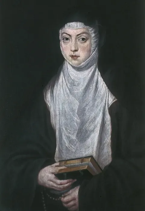 Framed Print : Queen Mariana of Austria at prayer Framed Print : Queen Mariana of Austria at prayer