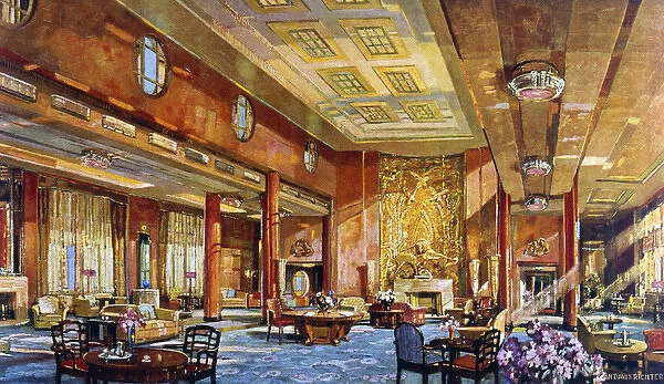 The Queen Mary Cabin Lounge on the ship