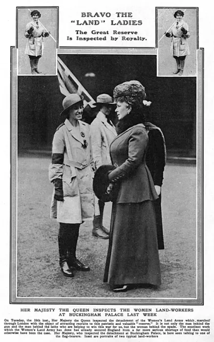 Framed Print : Queen Mary inspects the Womens Land Army, WW1 Framed Print : Queen Mary inspects the Womens Land Army, WW1