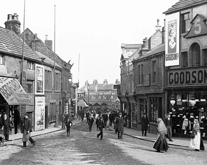 Framed Print : Queen Street Barnsley Edwardian period Framed Print : Queen Street Barnsley Edwardian period