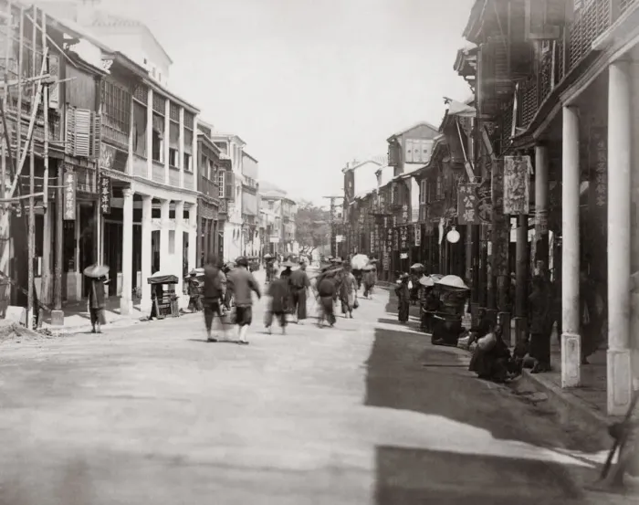 Framed Print : Queen Street, Hong Kong, c. 1860 s Framed Print : Queen Street, Hong Kong, c. 1860 s