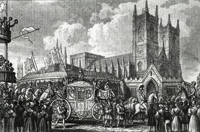 Framed Print : Queen Victoria arrives at Westminster Abbey for Coronation Framed Print : Queen Victoria arrives at Westminster Abbey for Coronation