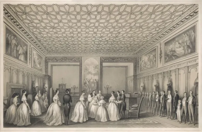 Framed Print : Queen Victoria at the christening of Victoria Cecil 1866 Framed Print : Queen Victoria at the christening of Victoria Cecil 1866