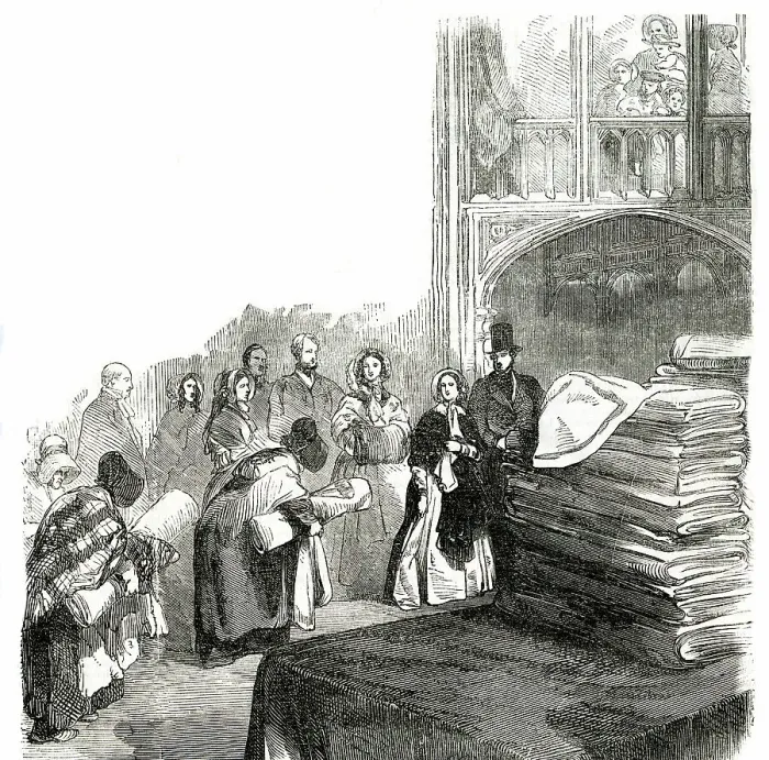 Framed Print : Queen Victoria giving away New Year's Gifts Framed Print : Queen Victoria giving away New Year's Gifts