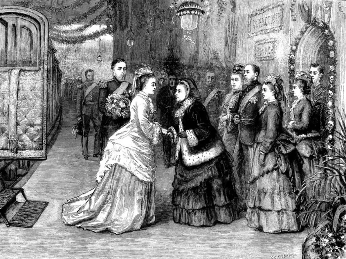 Framed Print : Queen Victoria greeting the Duke of Edinburgh and the Grand Framed Print : Queen Victoria greeting the Duke of Edinburgh and the Grand