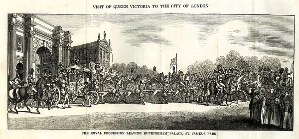 Queen Victoria leaving Buckingham Palace to visit City