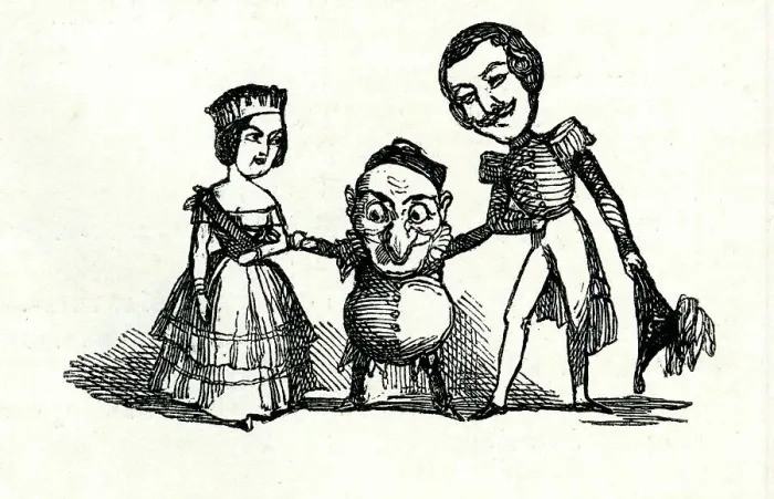 Framed Print : Queen Victoria and Prince Albert with Mr Punch Framed Print : Queen Victoria and Prince Albert with Mr Punch