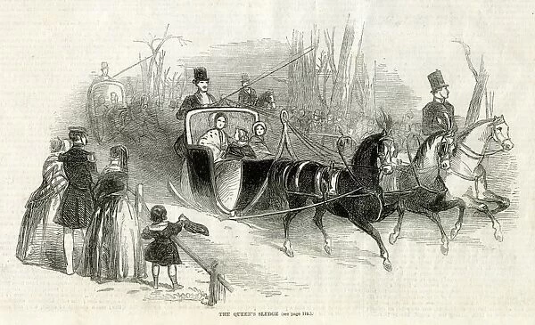 Queen Victoria riding in a sledge
