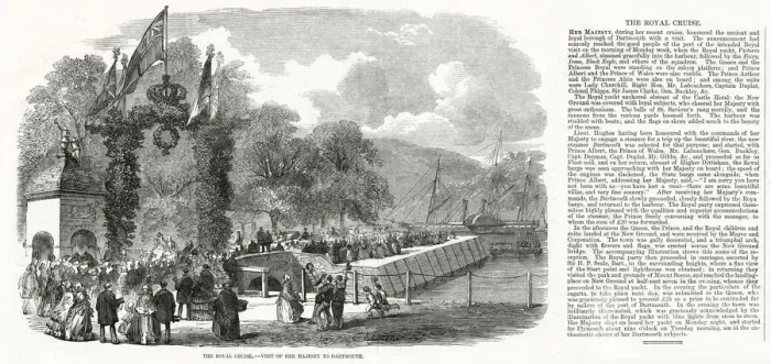 Framed Print : Queen Victoria visits maritime centre, Dartmouth in 1856. Date: 1856 Framed Print : Queen Victoria visits maritime centre, Dartmouth in 1856. Date: 1856