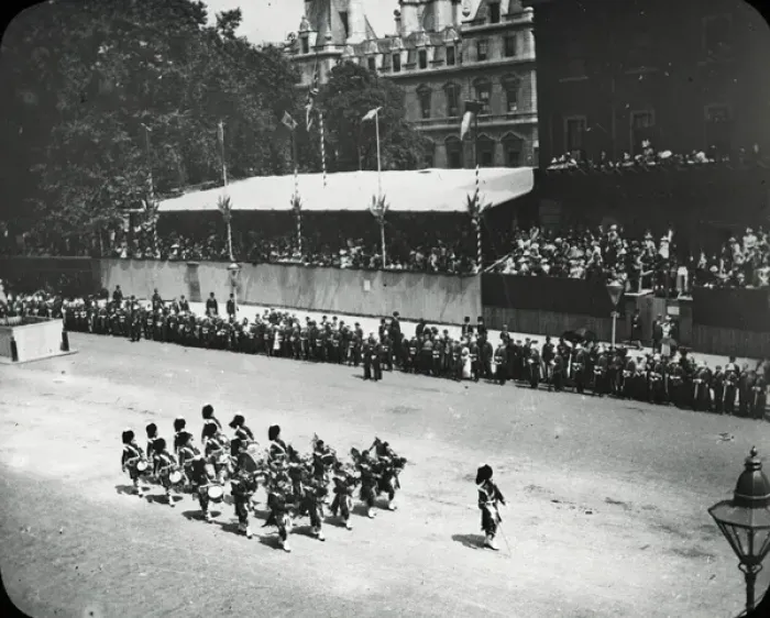 Framed Print : Queen Victorias Diamond Jubilee - Black Watch passing White Framed Print : Queen Victorias Diamond Jubilee - Black Watch passing White