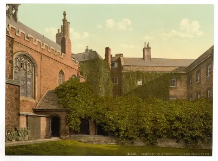Framed Print : Queens College Cloisters with Erasmus Tower, Cambridge, Eng Framed Print : Queens College Cloisters with Erasmus Tower, Cambridge, Eng