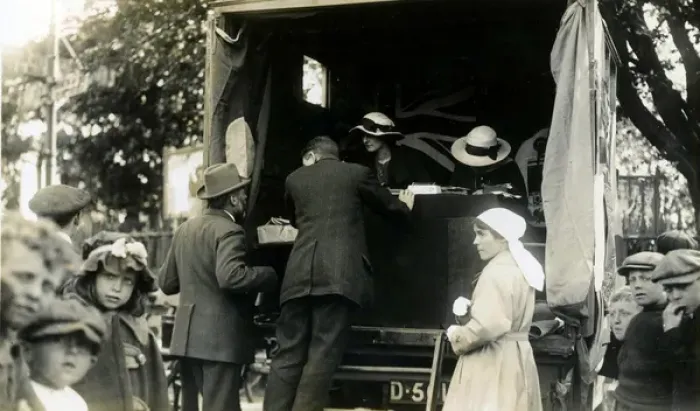 Framed Print : Quex Ambulance Q. 2 used as a selling booth Framed Print : Quex Ambulance Q. 2 used as a selling booth