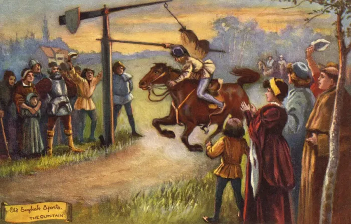 Framed Print : Quintain. Old English Sports - Quintain, akin to jousting Framed Print : Quintain. Old English Sports - Quintain, akin to jousting