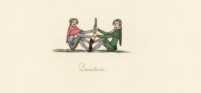 Framed Print : Quintain exercises, 14th century Framed Print : Quintain exercises, 14th century