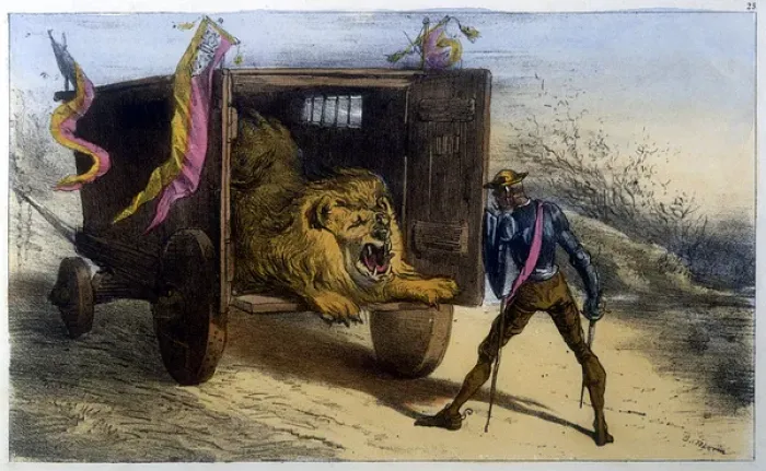 Framed Print : Quixote & Lion Framed Print : Quixote & Lion