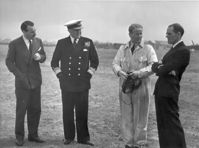 Framed Print : R E Bishop (right) and Gp Capt John Cunningham CBE Framed Print : R E Bishop (right) and Gp Capt John Cunningham CBE