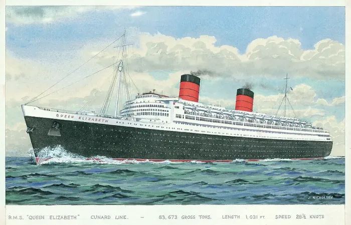 Framed Print : R. M. S. Queen Elizabeth, Cunard Line Framed Print : R. M. S. Queen Elizabeth, Cunard Line