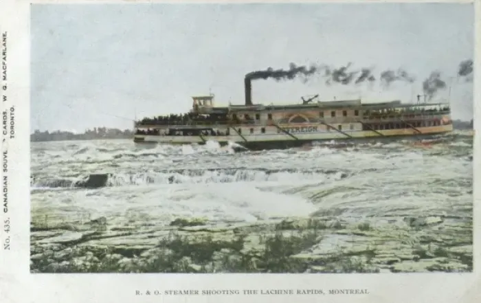 Framed Print : R. & O. Steamer shooting the rapids - Montreal Framed Print : R. & O. Steamer shooting the rapids - Montreal