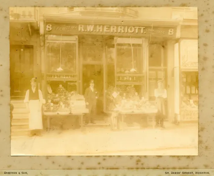 Framed Print : R W Herriott, Greengrocer Fruiterer, Marine Parade, Brighton Framed Print : R W Herriott, Greengrocer Fruiterer, Marine Parade, Brighton