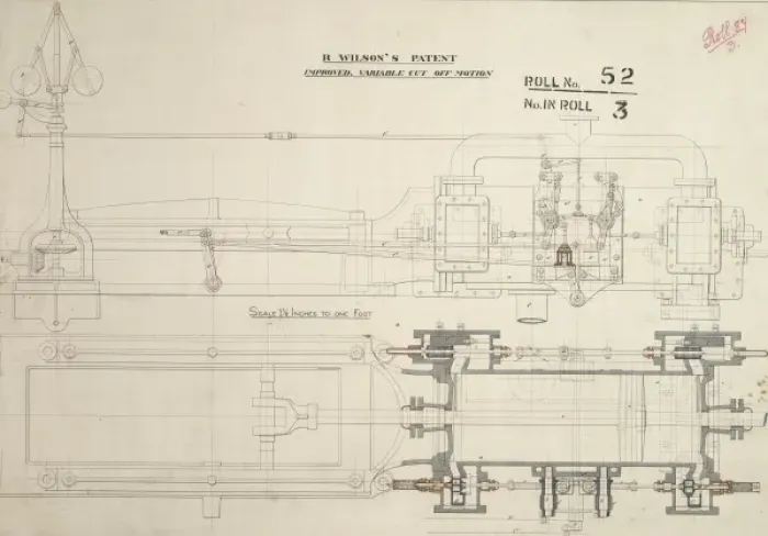 Framed Print : R Wilsons patent improved, variable cut off motion Framed Print : R Wilsons patent improved, variable cut off motion