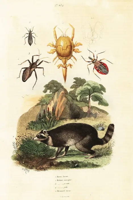Framed Print : Raccoon and ticks Framed Print : Raccoon and ticks
