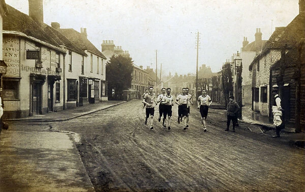 Race - Men Running (Showing the Plough and Harrow Inn)