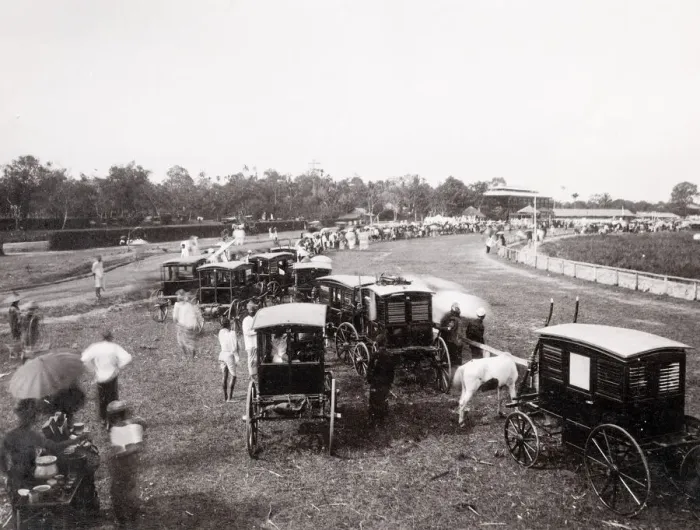 Framed Print : Racecourse, horse racing, likely Singapore Framed Print : Racecourse, horse racing, likely Singapore