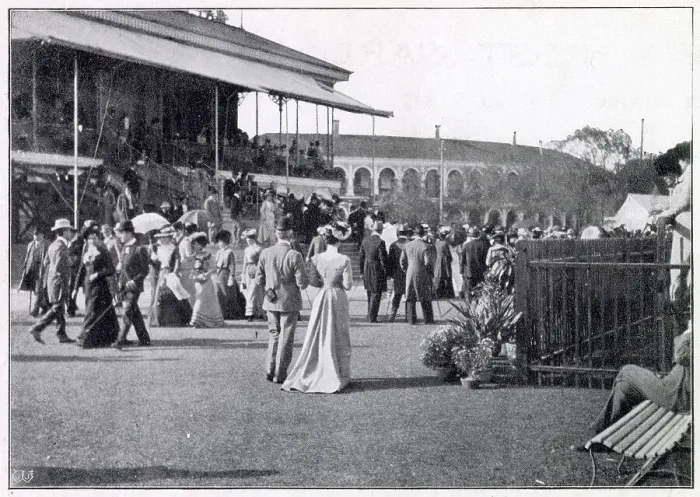 Framed Print : Racegoers at Shanghai Racecourse, China Date: circa 1900