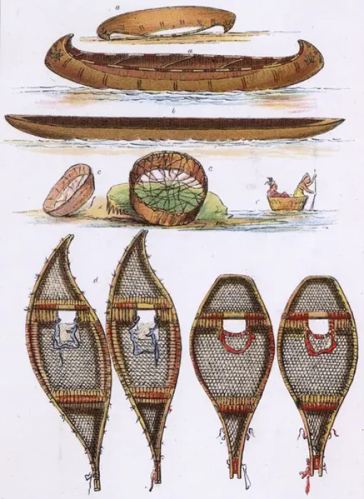 Framed Print : Racial / Canoe / Snowshoes Framed Print : Racial / Canoe / Snowshoes