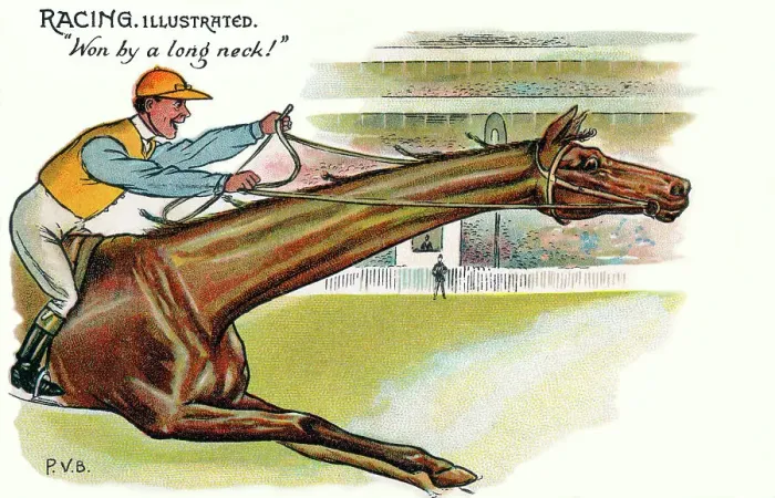 Framed Print : Racing Illustrated - Won by a long neck! Framed Print : Racing Illustrated - Won by a long neck!