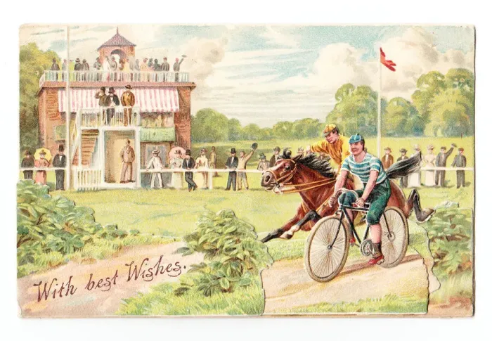 Framed Print : Racing scene on a greetings card Framed Print : Racing scene on a greetings card