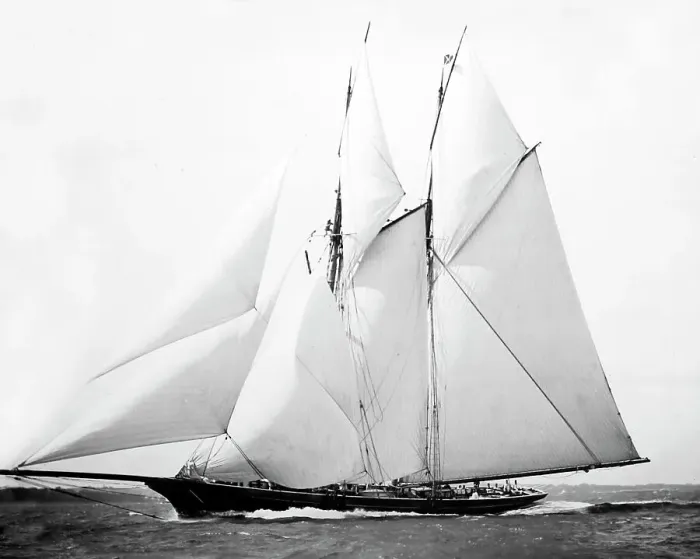 Framed Print : Racing Yacht Cetonia, Victorian period Framed Print : Racing Yacht Cetonia, Victorian period