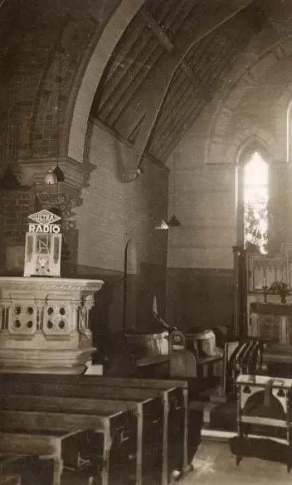 Framed Print : Radio set up in Castleford church, Yorkshire Framed Print : Radio set up in Castleford church, Yorkshire