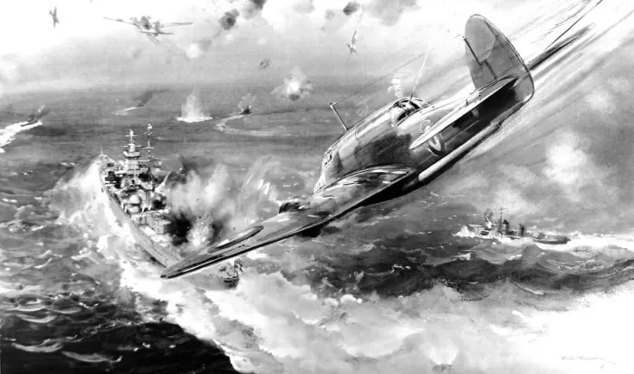 Framed Print : RAF Beauforts attacking the Battle-cruiser Scharnhorst Framed Print : RAF Beauforts attacking the Battle-cruiser Scharnhorst